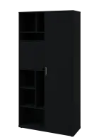 KSR6-83 P skříň šatní, 1x výsuvné ramínko, dvířka, niky, 2053x1022x400 mm, provedení pravé, černá